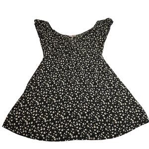 Dream Of Me V-Neck Floral Babydoll Mini Dress Size Large Cap Sleeve Y2K Festival